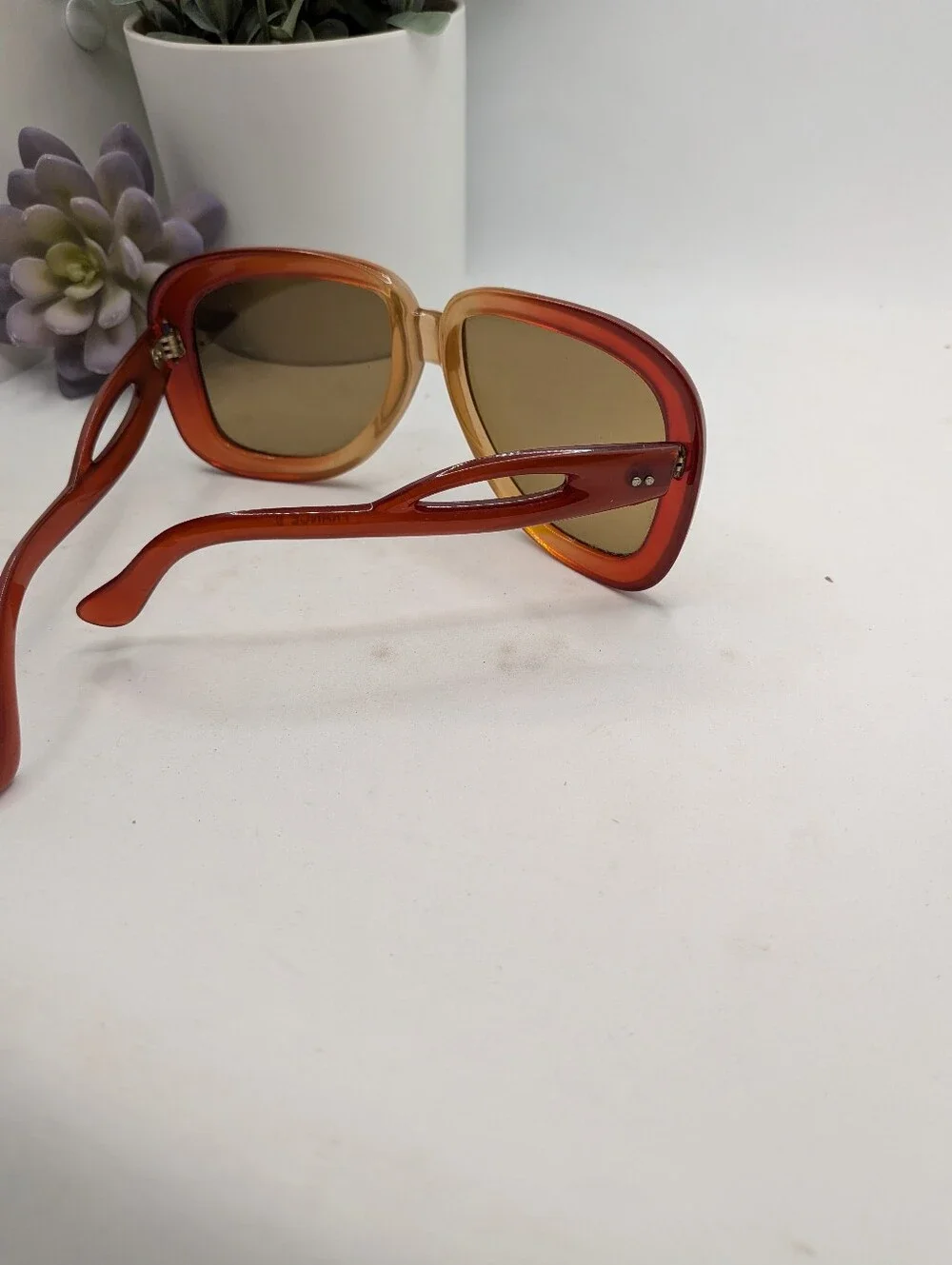 ​Vintage 1970s Tura France Oversized Butterfly Sunglasses Brown Ombre Cutout